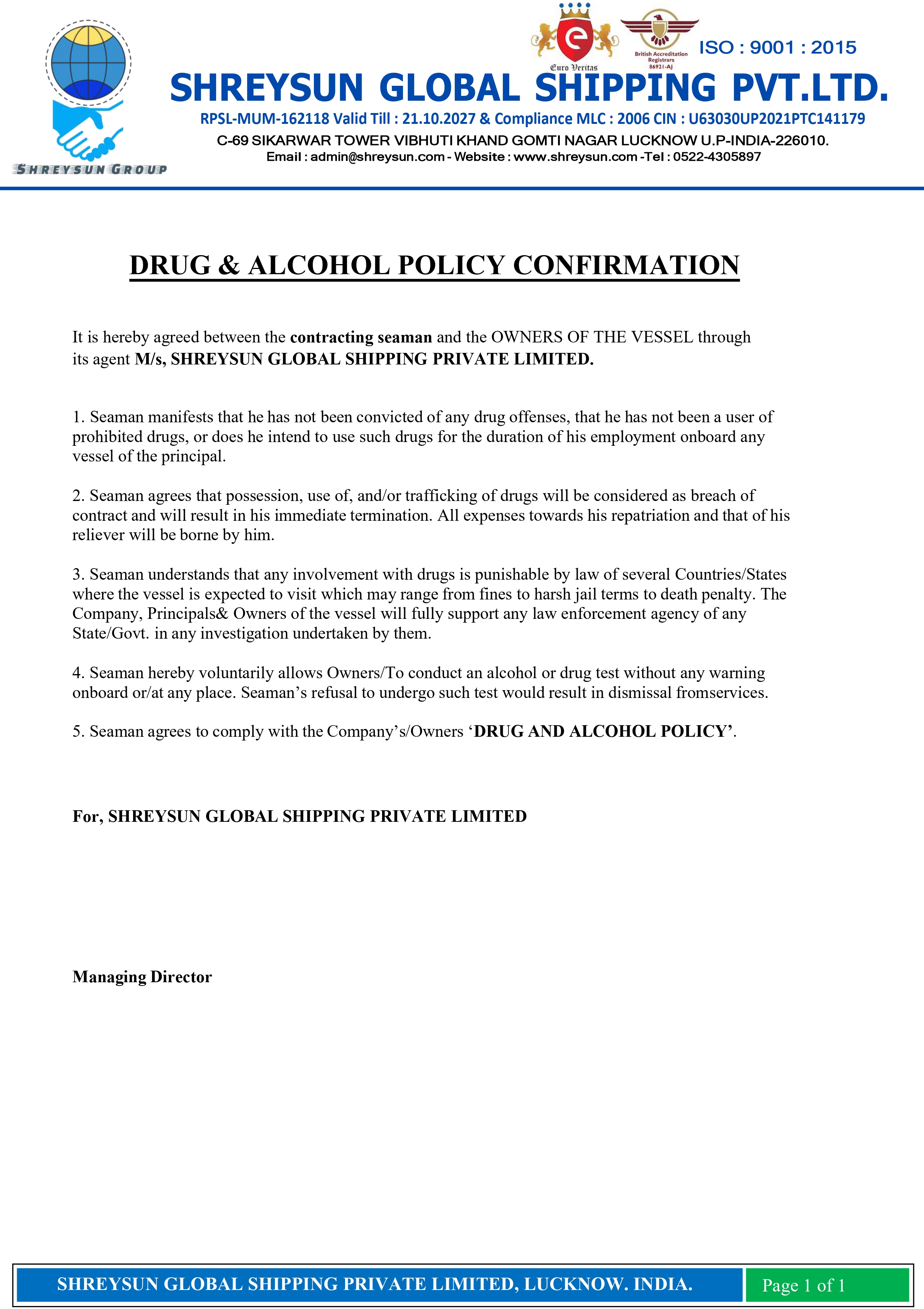 SGM Drug Policy
